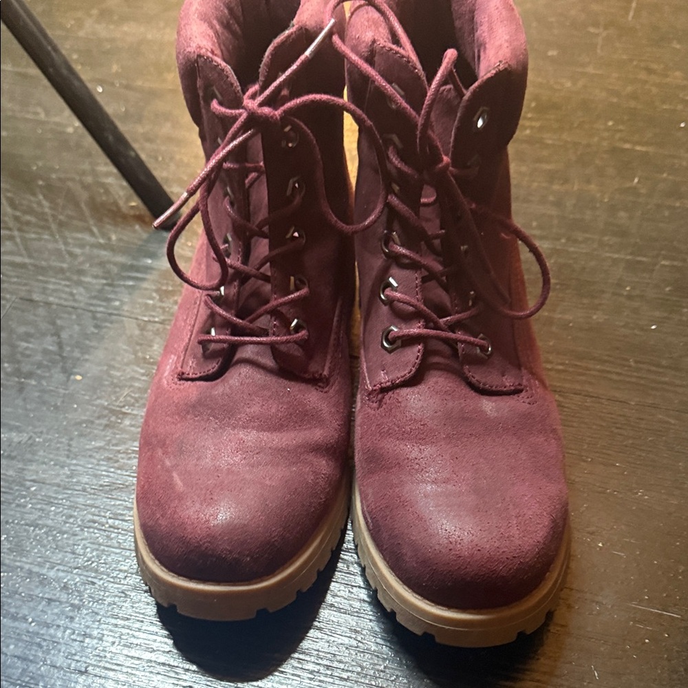 Women's Burgundy‎ Lace-Up Boots size 8.5 y2k winter retro casual comfort goth